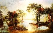 Jasper Cropsey Sunset Sailing oil